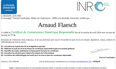 Certificat de connaissances Numérique Responsable